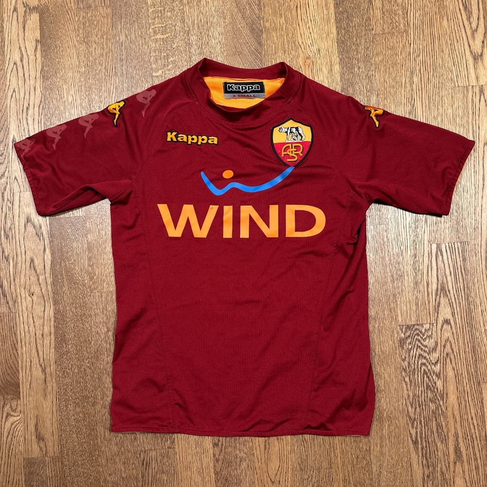 Vintage Y2K Kappa AS Roma Burgundy Red Training Soccer Jersey Mens XS